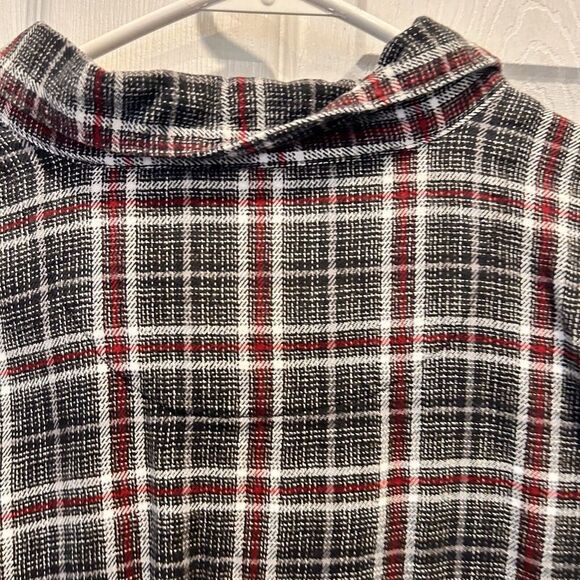 Woolrich Cotton Flannel Plaid Onyx Red, White and Black Button Down Women's XL - Picture 6 of 7